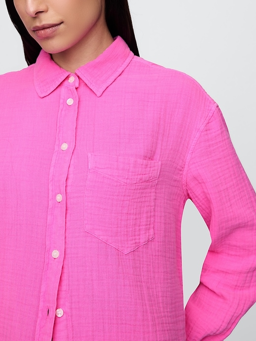 chemise boutonnée en gaze de coton