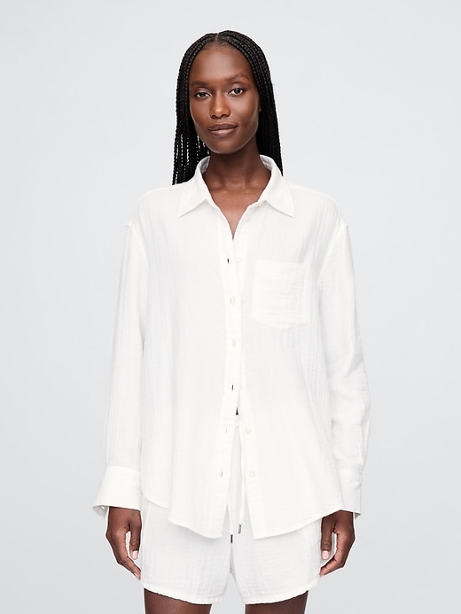 chemise boutonnée en gaze de coton