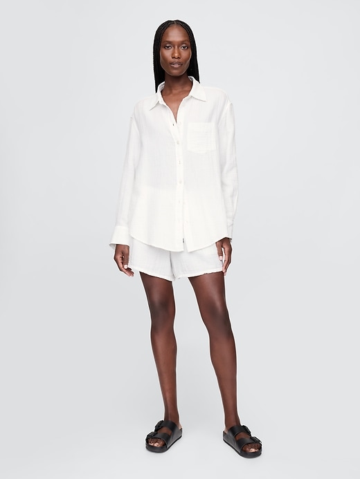 chemise boutonnée en gaze de coton