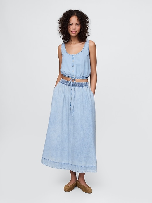 haut court en denim à ourlet resserré