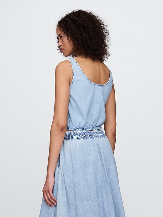 haut court en denim à ourlet resserré