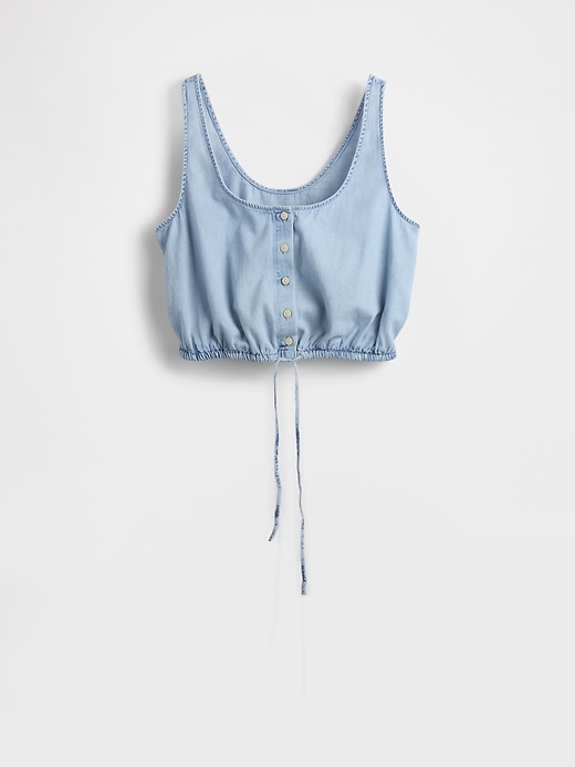 haut court en denim à ourlet resserré