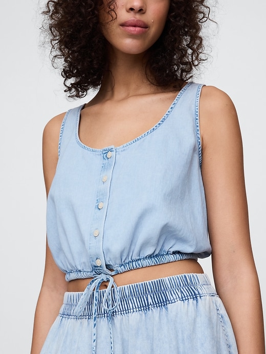 haut court en denim à ourlet resserré