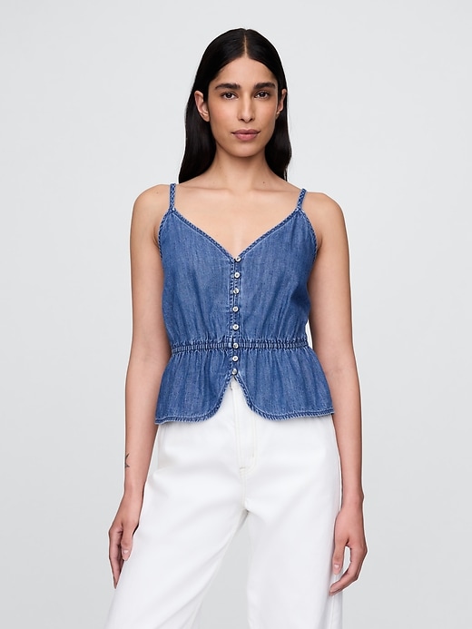 débardeur péplum en jean