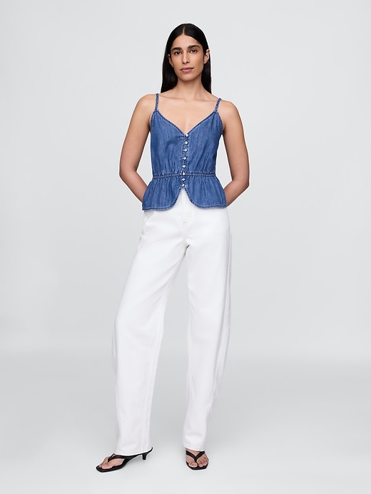 débardeur péplum en jean