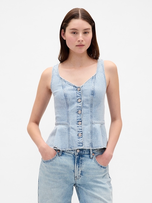 débardeur péplum en jean