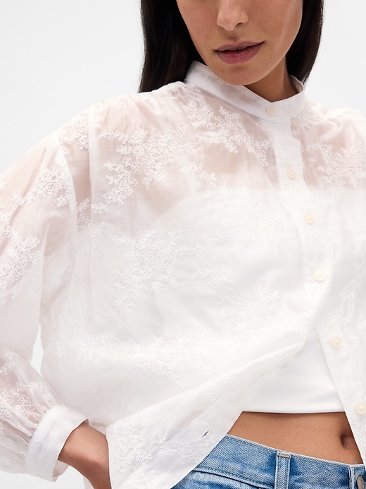 chemise à fleurs en voile transparent