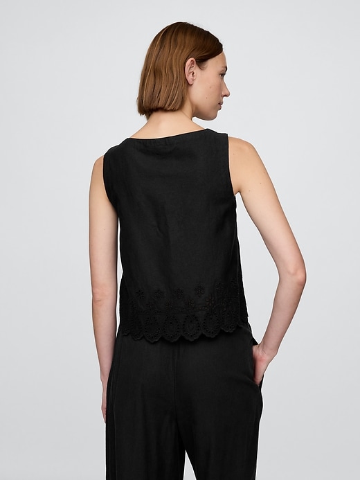 gilet brodé en lin mélangé