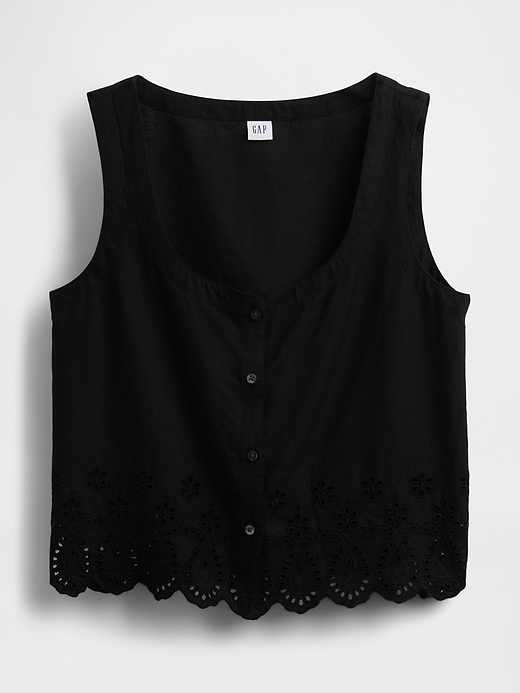 gilet brodé en lin mélangé