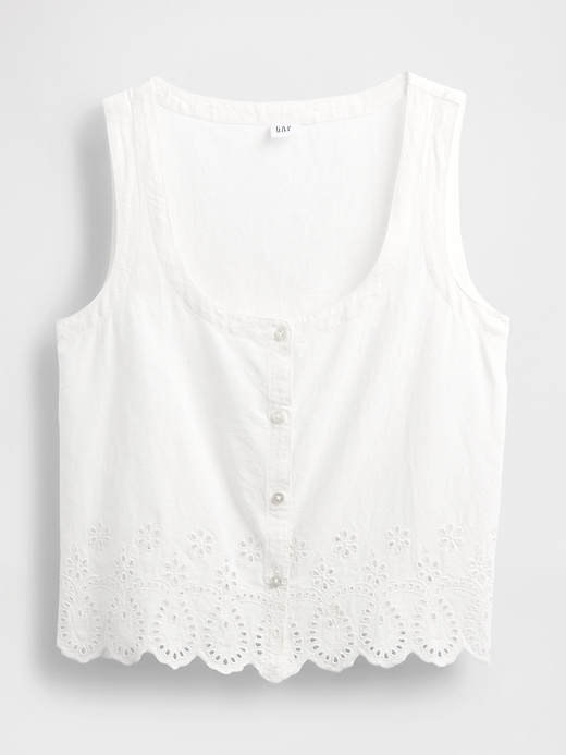 gilet brodé en lin mélangé