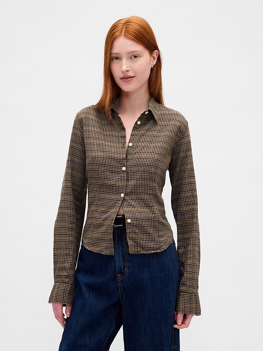 chemise à carreaux en flanelle cintrée