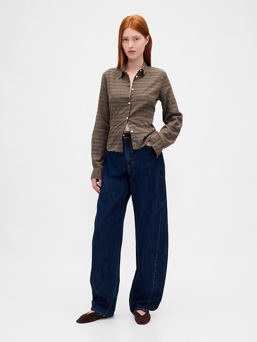 chemise à carreaux en flanelle cintrée