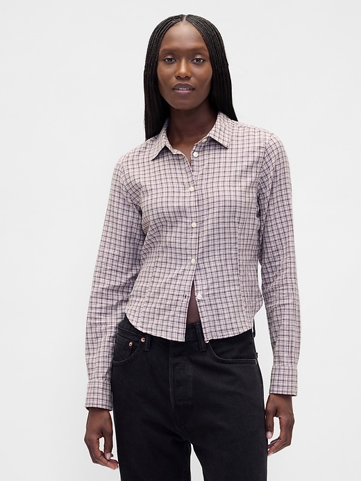 chemise à carreaux en flanelle cintrée