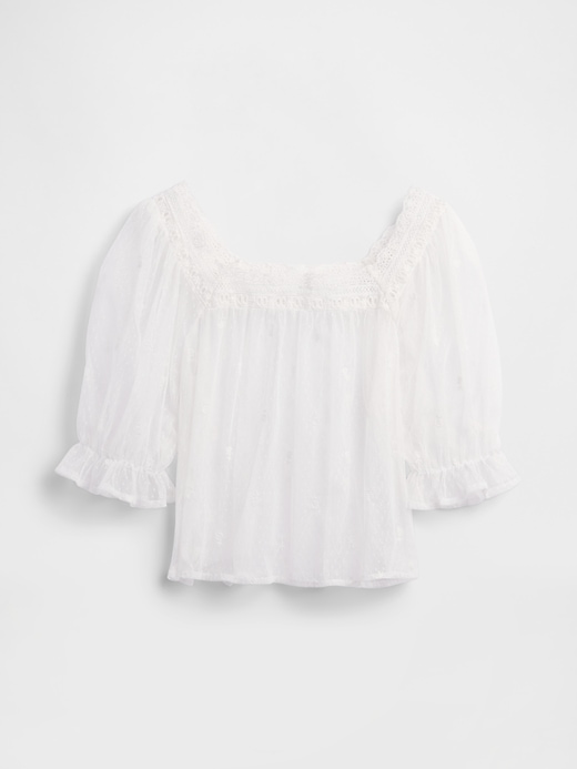 haut en tulle transparent brodé