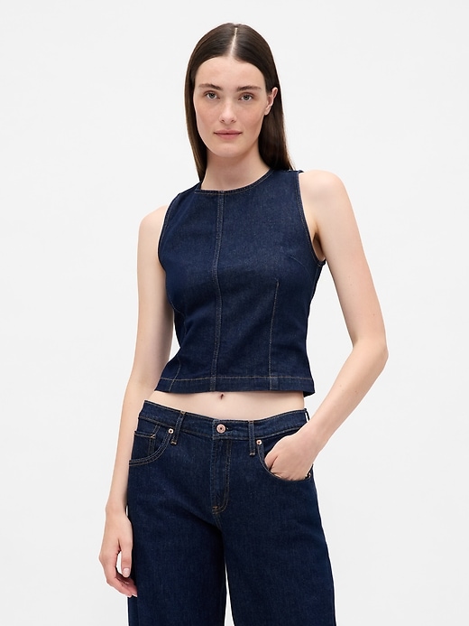 débardeur court en denim