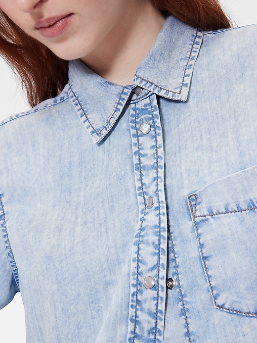chemise courte en jean drapée gapstudio