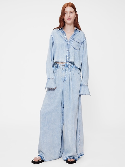 chemise courte en jean drapée gapstudio