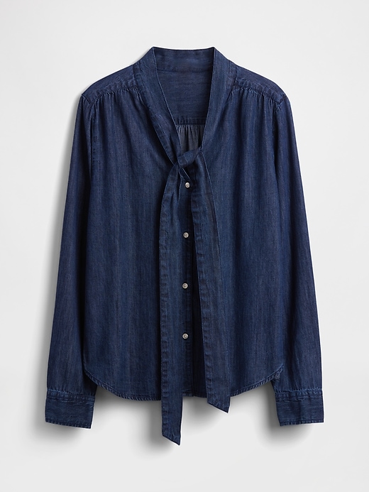 chemise en jean à col cravate