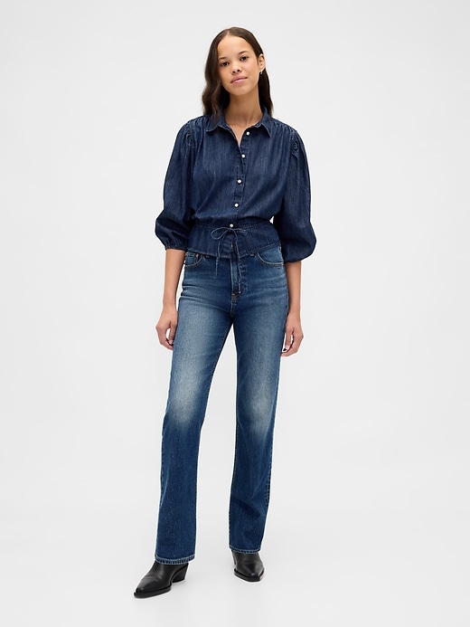 haut en jean à ceinture nouée