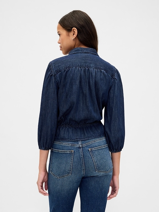 haut en jean à ceinture nouée