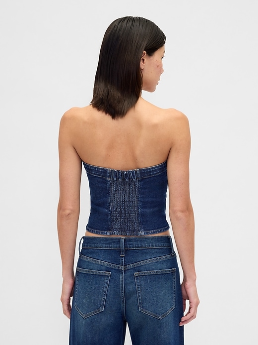 gilet court sans bretelles en jean