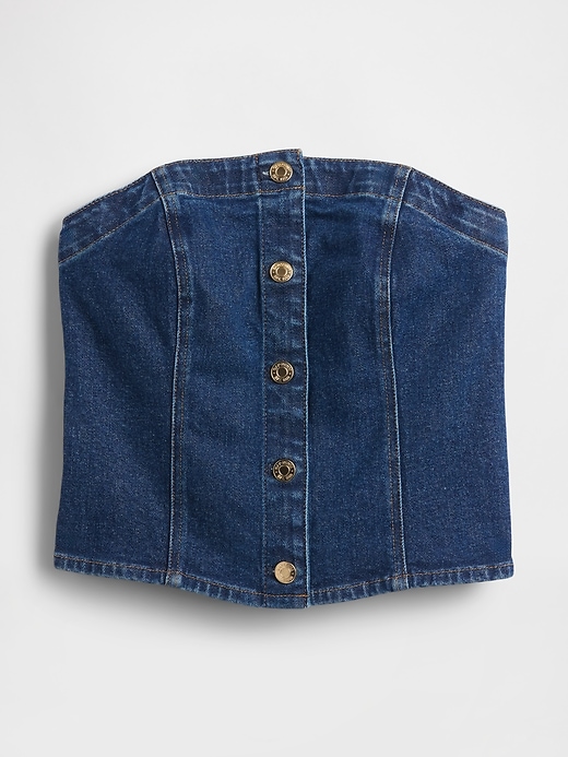 gilet court sans bretelles en jean