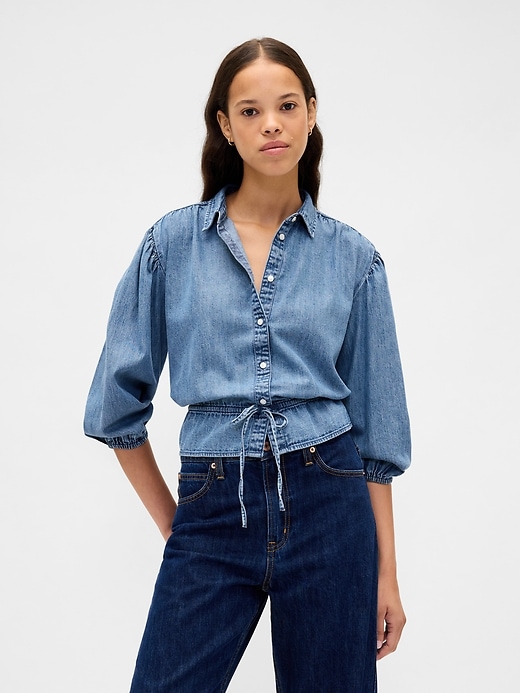 haut en jean à ceinture nouée