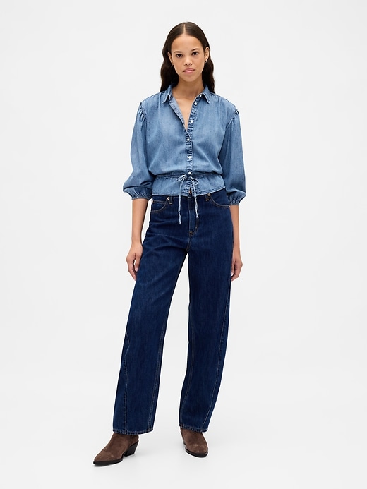 haut en jean à ceinture nouée