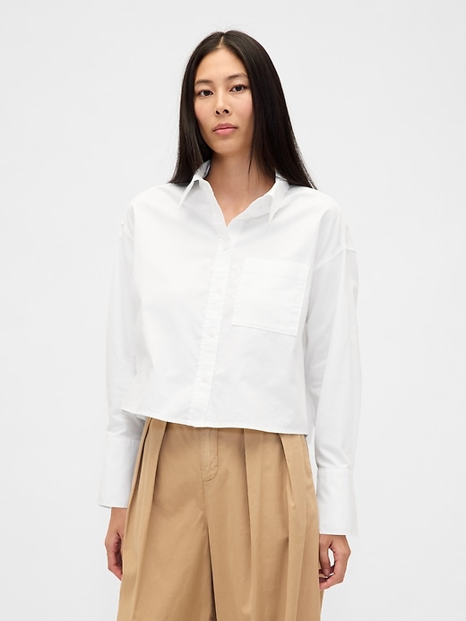 chemise courte à ourlet droit en coton biologique