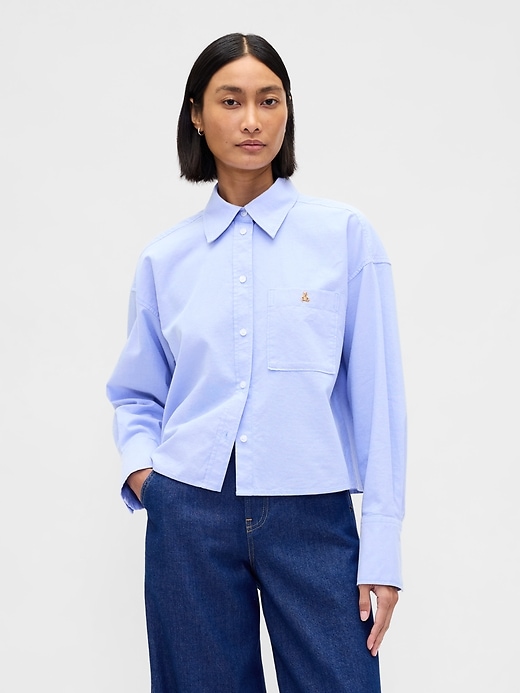 chemise courte à ourlet droit en coton biologique