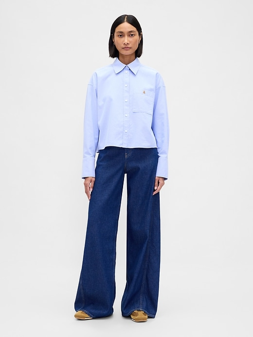 chemise courte à ourlet droit en coton biologique