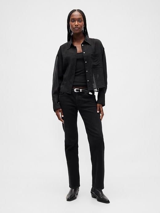 chemise courte transparente à ourlet droit