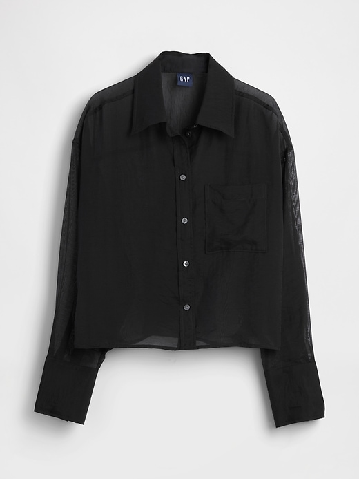 chemise courte transparente à ourlet droit