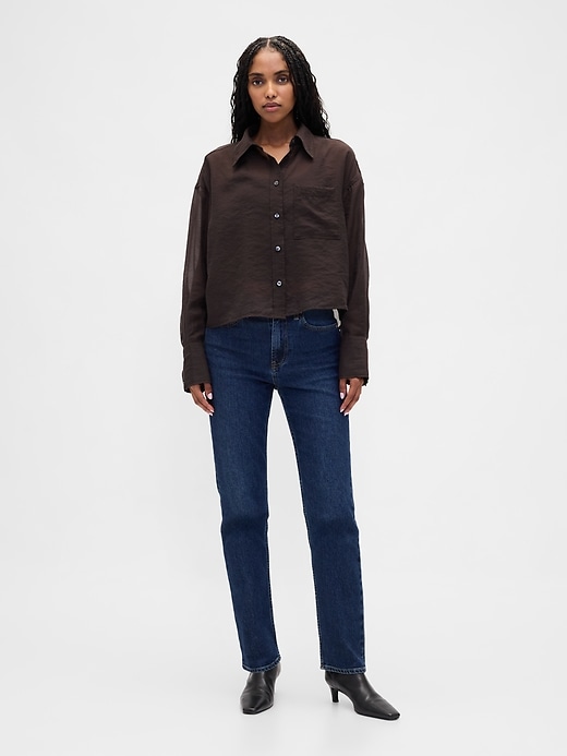 chemise courte transparente à ourlet droit