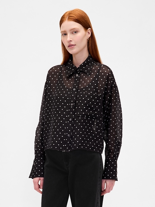 chemise courte transparente à ourlet droit