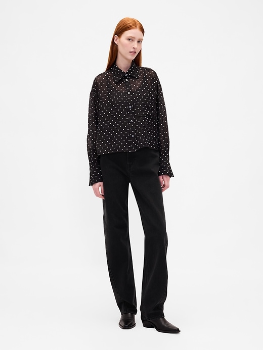 chemise courte transparente à ourlet droit