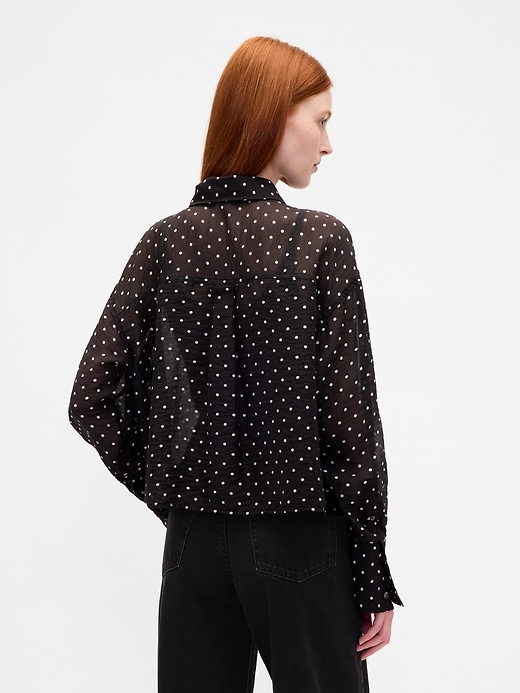 chemise courte transparente à ourlet droit