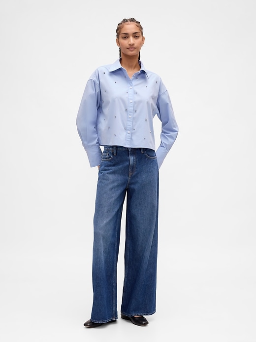 chemise courte à ourlet droit ornée de détails en coton biologique