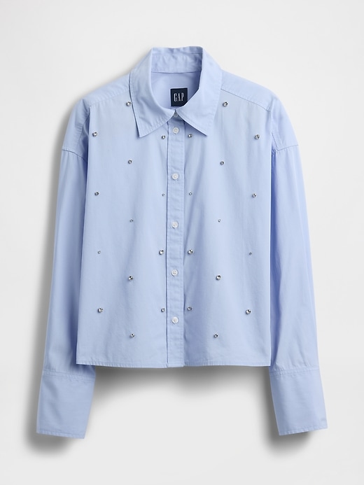 chemise courte à ourlet droit ornée de détails en coton biologique