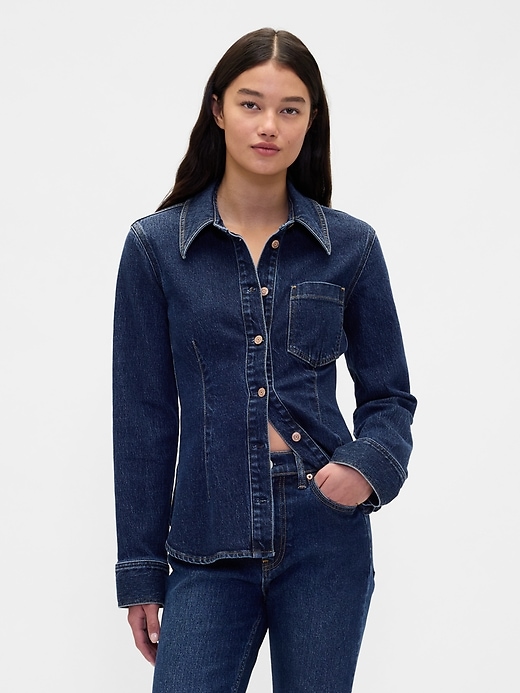 chemise en denim à coutures resserrées