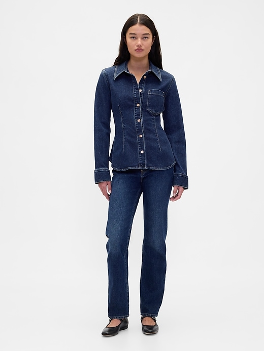 chemise en denim à coutures resserrées