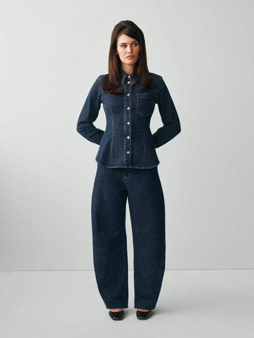 chemise en denim à coutures resserrées