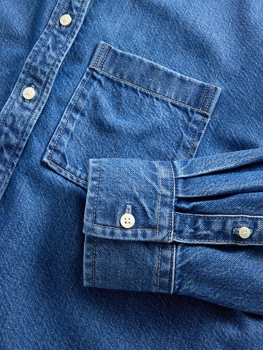 chemise courte oversize en denim ultra-doux à ourlet droit