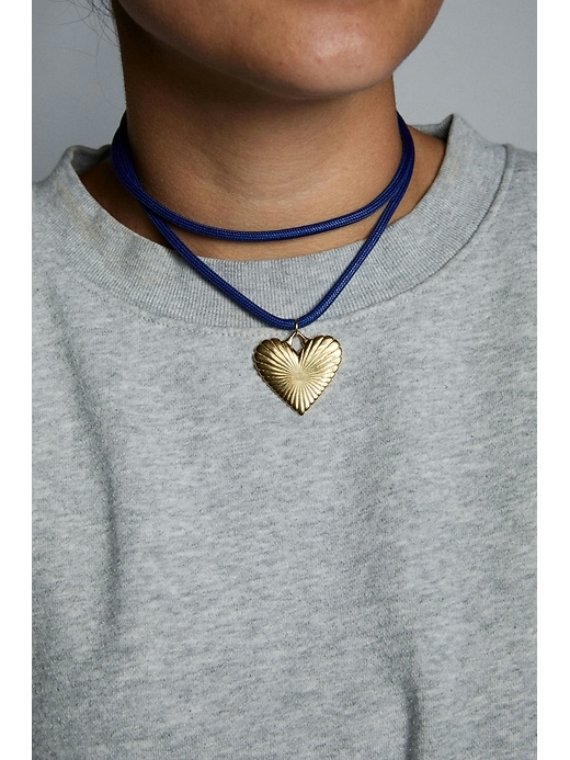 collier exclusif gap denim côtelé en forme de cœur doré