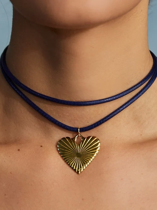 collier exclusif gap denim côtelé en forme de cœur doré