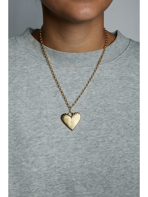 collier hart en forme de cœur côtelé doré