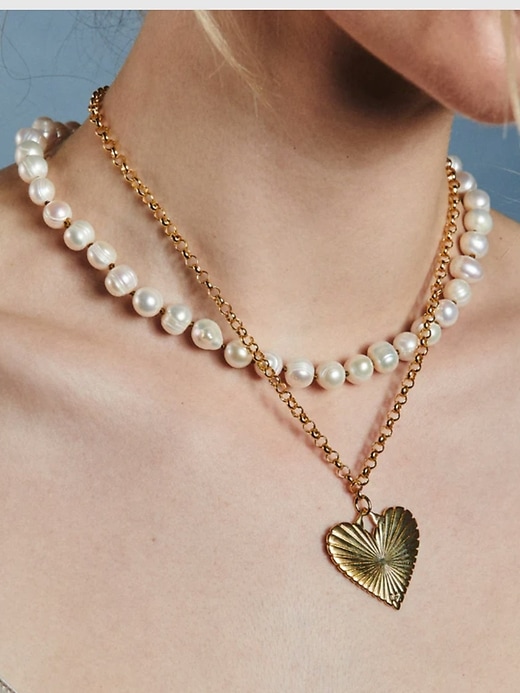 collier hart en forme de cœur côtelé doré