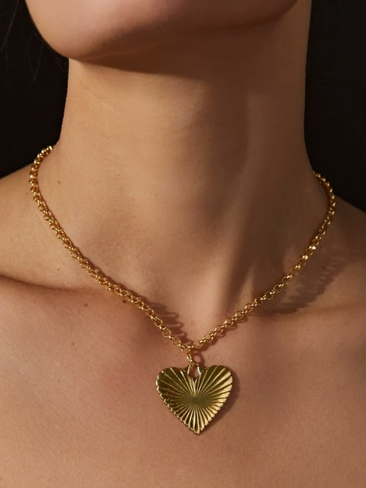 collier hart en forme de cœur côtelé doré