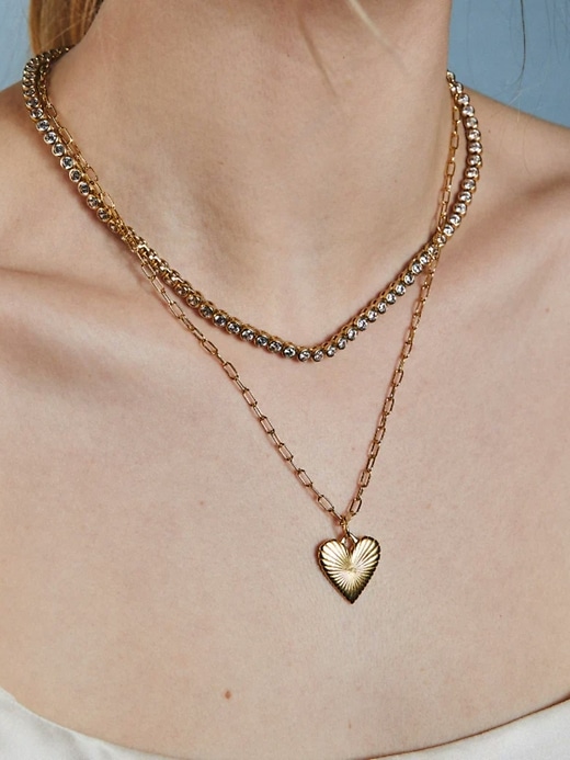 collier hart petit cœur côtelé en or
