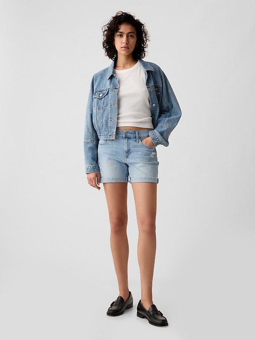 short en jean taille mi-haute 5 pouces style girlfriend
